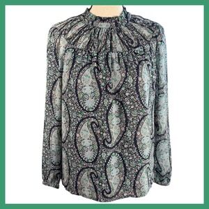 J. Crew Paisley Blouse XXS Long Sleeve Mock Neck Women's‎ Top